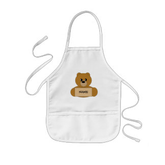 Kid's Personalised Brown Teddy Bear Apron