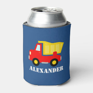 Kids personalised can coolers with toy dump truck