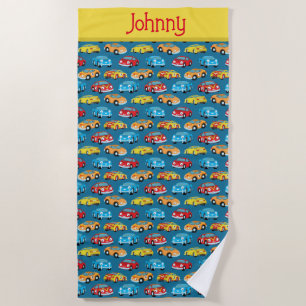 Kids Personalised Cars  Beach Towel