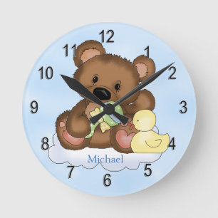 Kid's Personalised Clock Teddy Bear Cloud