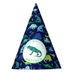 Kids Personalised Dinosaur Birthday Party Pattern Hat