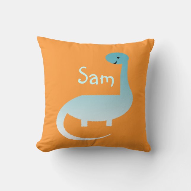 Kids Personalised Dinosaur Name Throw Pillow (Front)