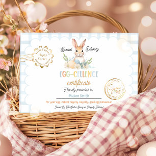 Kids Personalised Easter Egg-Cellence Certificate Invitation