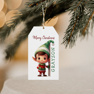 Kids Personalised Elf Christmas Gift Tags