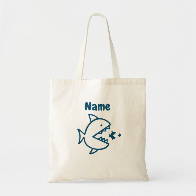 Kid's Personalised Funny Shark Tote Bag (Front)