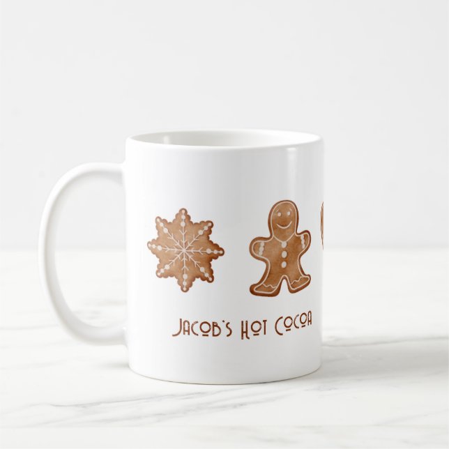 Kid's Personalised Gingerbread Christmas Holiday Coffee Mug (Left)