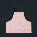 Kids Personalised Girly Pink Monogram Name Cute Apron<br><div class="desc">Kids Modern Simple Monogrammed Blush Pink and White with Stylish Silver Elegant Modern Apron. This apron can be customised to include your girly initials and first and last name and is a perfect birthday, baby shower, wedding, bridal shower, anniversary, mother's day, or bachelorette party gift. Please contact the designer for...</div>