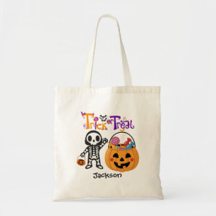 Kids Personalised Halloween Trick or Treat Tote Bag