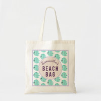 Kids Personalised Name Fish Lilac & Teal Beach