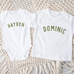 Kids Personalised Name Tee | Olive<br><div class="desc">These personalised children's t-shirts feature your child's name or other custom text in a stylish, modern arched font, adding a playful and unique touch to their wardrobe. Made from soft, high-quality fabric, these custom tees are perfect for everyday wear, special occasions, or as a thoughtful gift. Let your little one...</div>