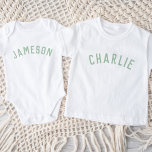 Kids Personalised Name Tee | Sage<br><div class="desc">These personalised children's t-shirts feature your child's name or other custom text in a stylish, modern arched font, adding a playful and unique touch to their wardrobe. Made from soft, high-quality fabric, these custom tees are perfect for everyday wear, special occasions, or as a thoughtful gift. Let your little one...</div>