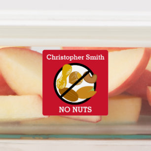 Kids Personalised Nut Allergy Symbol No Nuts