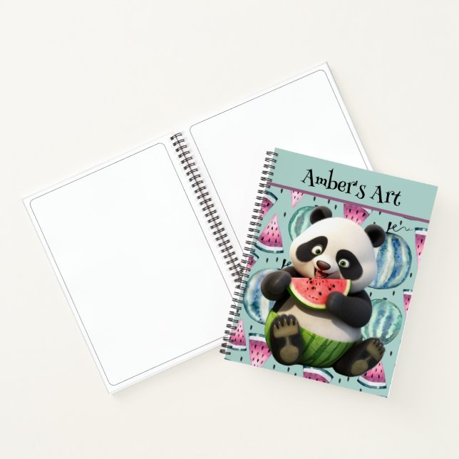 Kids Personalised Panda Bear Sketch Notebook (Inside)