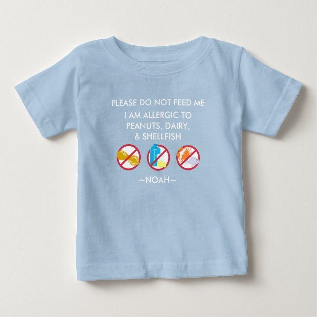 Kids Personalised Peanut, Egg & Shellfish Allergy Baby T-Shirt (Front)