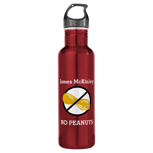 Kids Personalised Peanut Free Allergy Alert 710 Ml Water Bottle (Front)