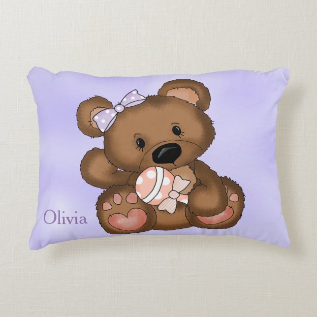 Kid's Personalised Pillow Teddy Bear Rattle (Front)