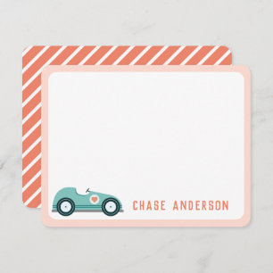 Kids Personalised Race Car Note Card for Boys