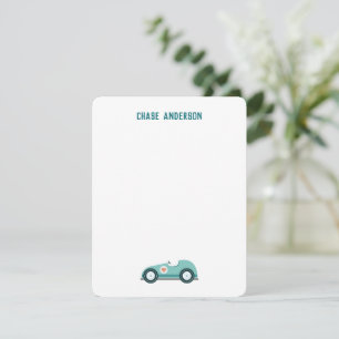 Kids Personalised Race Car Note Card for Boys