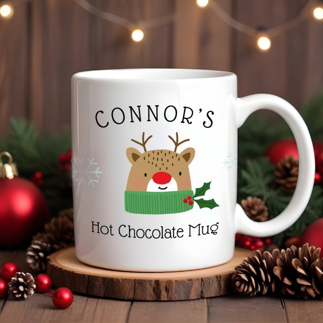 Kids Personalised Reindeer Hot Chocolate Mug (Creator Uploaded)