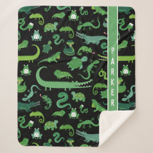 Kids Personalised Reptile Amphibian Animal Sherpa Blanket