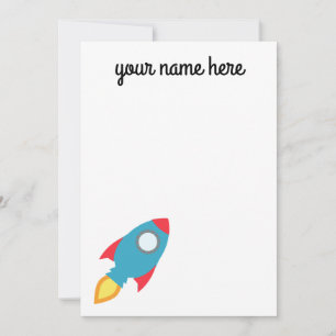 Kids Personalised Rocket Ship Notecards
