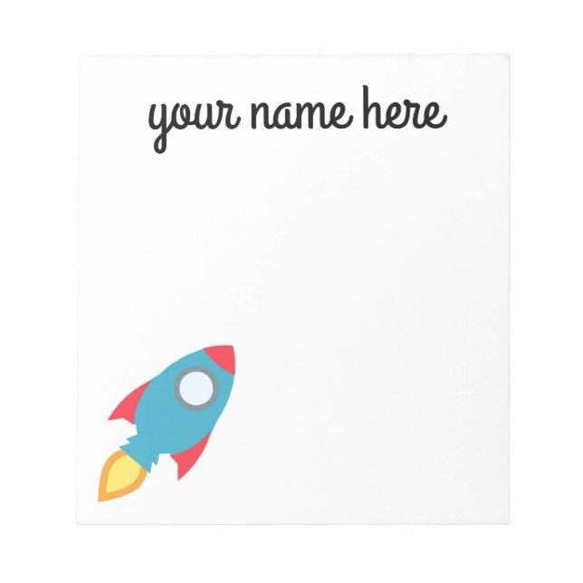 Kids Personalised Rocket Ship Notepad (Front)