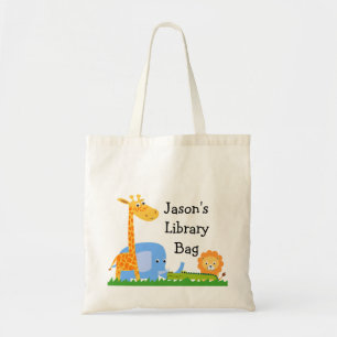Kids Personalised Safari Animals Tote Bag
