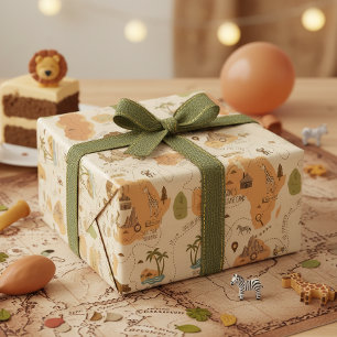 Kid's Personalised Safari Map ID1269 Wrapping Paper