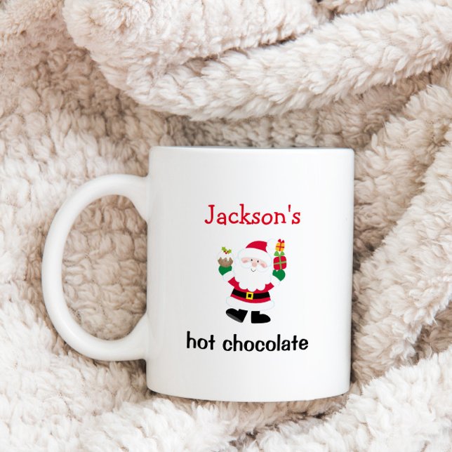 Kids Personalised Santa Christmas Hot Cocoa Two-Tone Coffee Mug (Creator Uploaded)