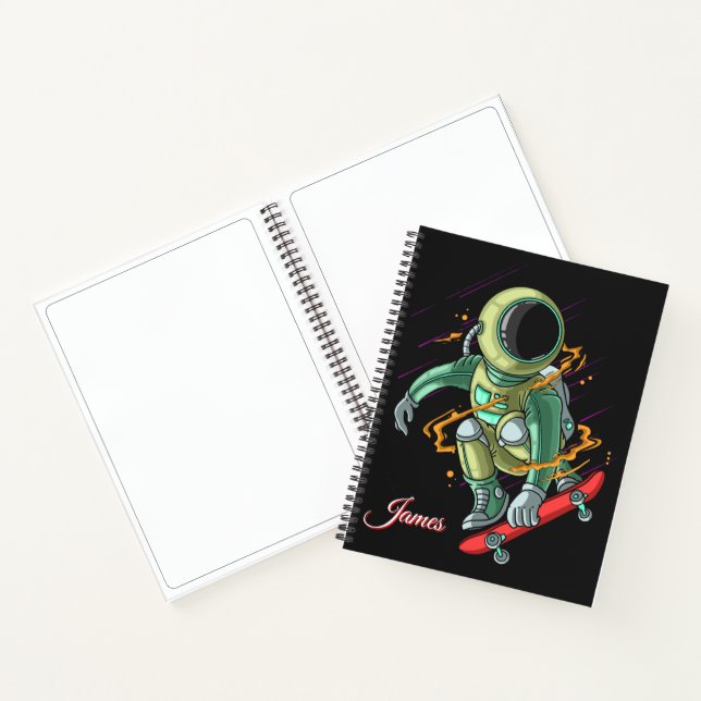 Kids Personalised Sketch Space Skater Notebook (Inside)