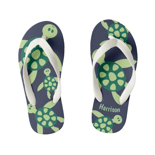 Kids Personalised Swimming Turtles Kid's Jandals (Footbed)