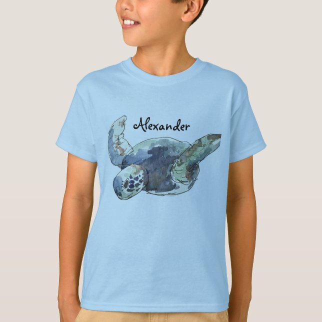 Kid's personalised tee animal sea turtle (Front)