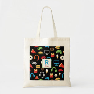 Kids Personalised Video Game Pattern Gamer Tote Bag