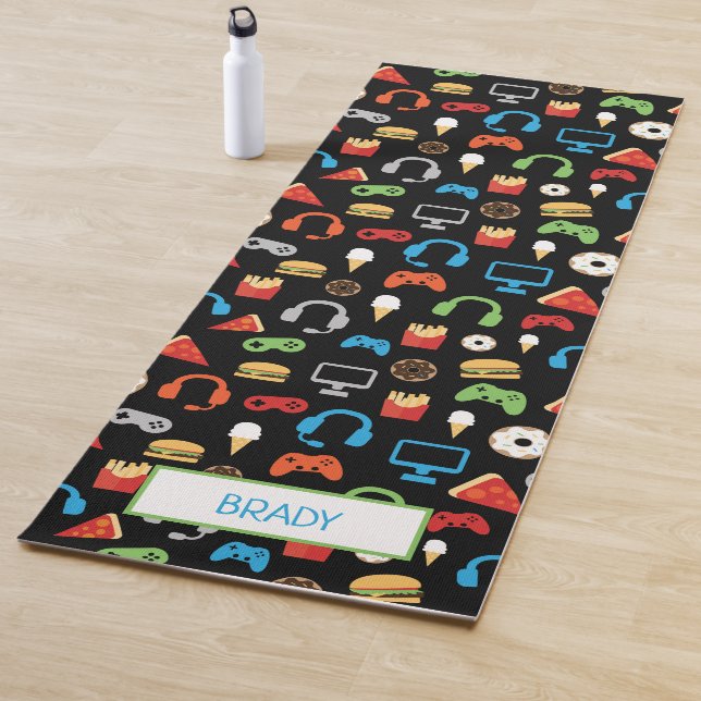 Kids Personalised Video Game Tech Party Gamer Yoga Mat (In Situ)