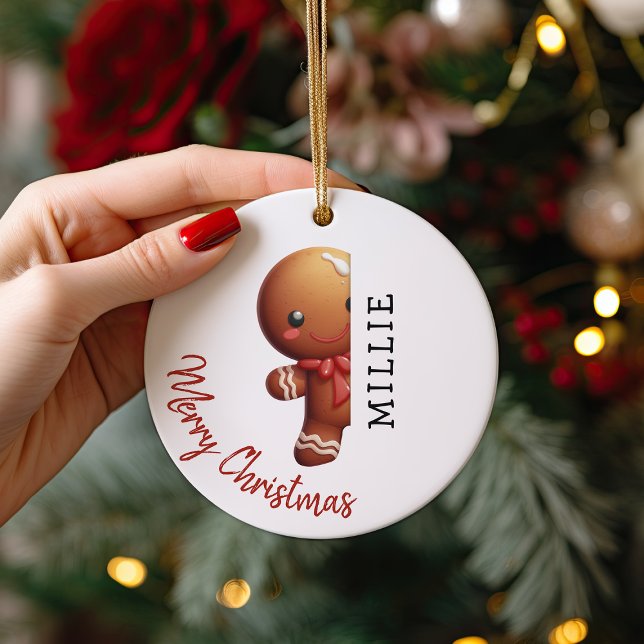 Kids Personalized Gingerbread Man Christmas Ceramic Tree Decoration (Creator Uploaded)