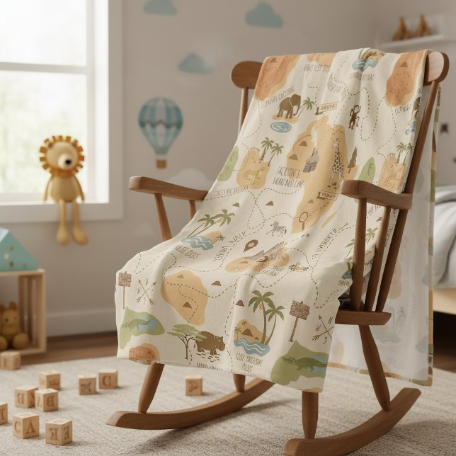 Kid's Personalized Safari Map ID1269 Fleece Blanket (Creator Uploaded)