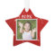Kids Photo Twinkling Stars Red Christmas Ornament