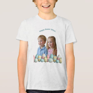 Kids Photos Easter Painted Eggs Tri-Blend Shirt