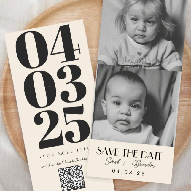 Kids Photos Typography Qrcode Save the Date Invitation (Creator Uploaded)