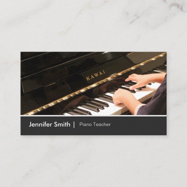 Kids Piano Lessons - Piano Teacher / Instructor Business Card (Front)