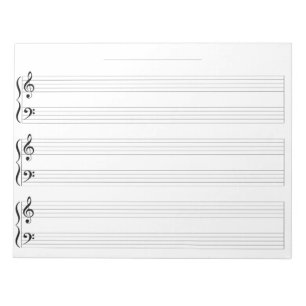 Kids Piano Music Manuscript Stationary Wide Rule Notepad