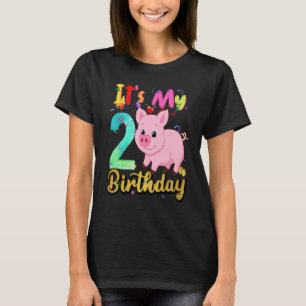 Kids Pig 2th Birthday 2 Years Old Pig Birthday T-Shirt