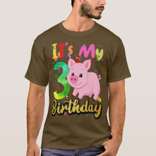 Kids Pig 3th Birthday 3 Years Old Pig Birthday Pre T-Shirt