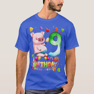 Kids Pig Birthday Party 9 Year Old Boy 9th Pig Bir T-Shirt