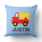 Kids pillow with toy truck and personalised name