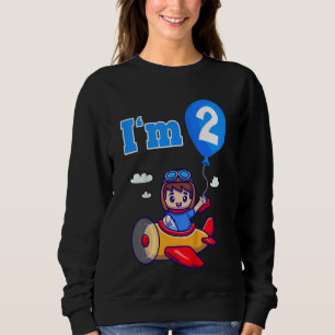 Kids Pilot Aeroplane Plane I'm 2 Two Second 2nd Bi Sweatshirt