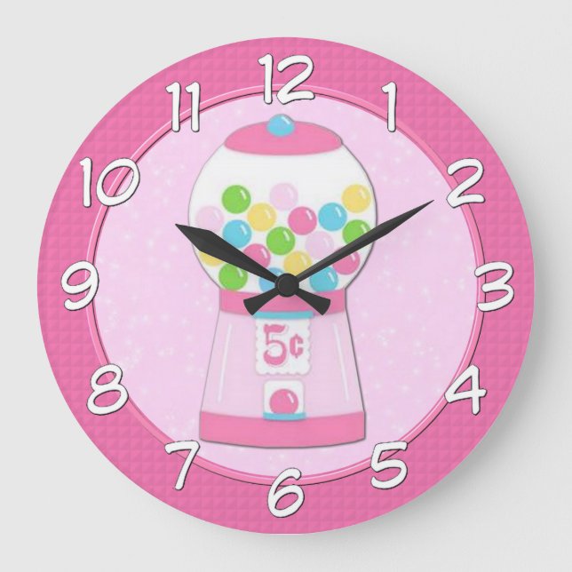 Kids' Pink Bubblegum Machine Wall Clock (Front)