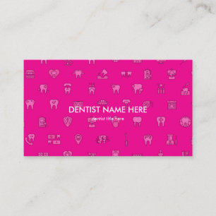 Kids Pink Dentist dental clinic icons Business Card