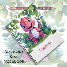 Kids' Pink Dinosaur Adventure Notebook