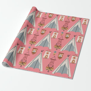 Kids' Pink Fun Light House Toy Wrapping Paper